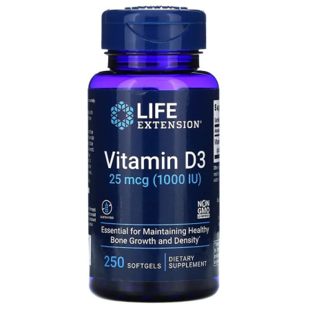 Life Extension Vitamin D3 25 mcg (1000 IU) (250sgels)