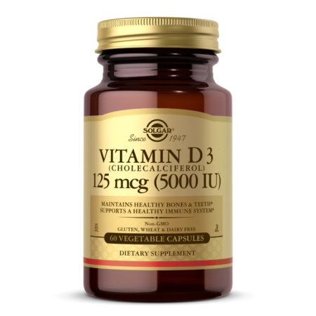 Solgar Vitamin D 3 (Cholecalciferol) 125 mcg (5000 IU) (60vcaps)