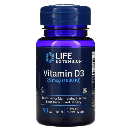 Life Extension Vitamin D3 25 mcg (1000 IU) (90sgels)
