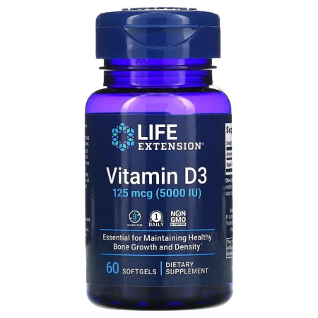 Life Extension Vitamin D3 125 mcg (5000 IU) (60sgels)