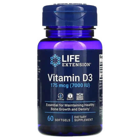 Life Extension Vitamin D3 175 mcg (7000 IU) (60sgels)