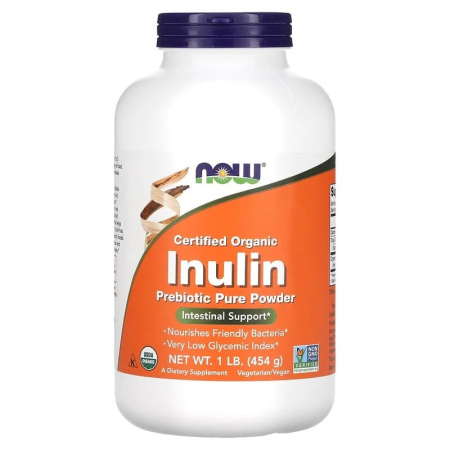 Now Certified Organic Inulin Prebiotic Pure Powder (454g)