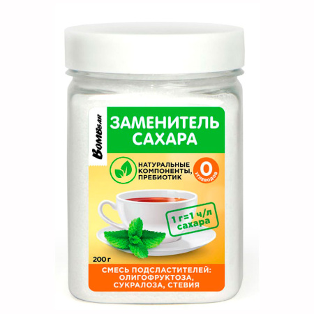 BombBar заменитель сахара олигофруктоза, сукралоза, стевия (200g)