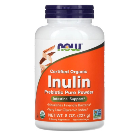 Now Certified Organic Inulin Prebiotic Pure Powder (227g)
