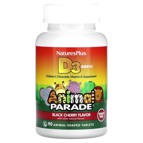 NaturesPlus D3 500IU Animal Parade Sugar Free (90 жев.таб.)